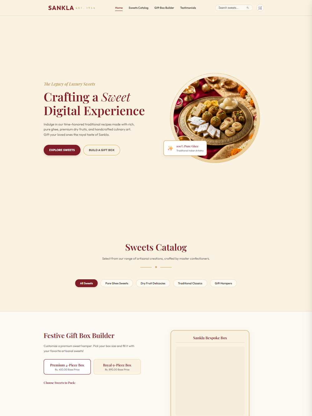 Sankla Sweets E-Commerce