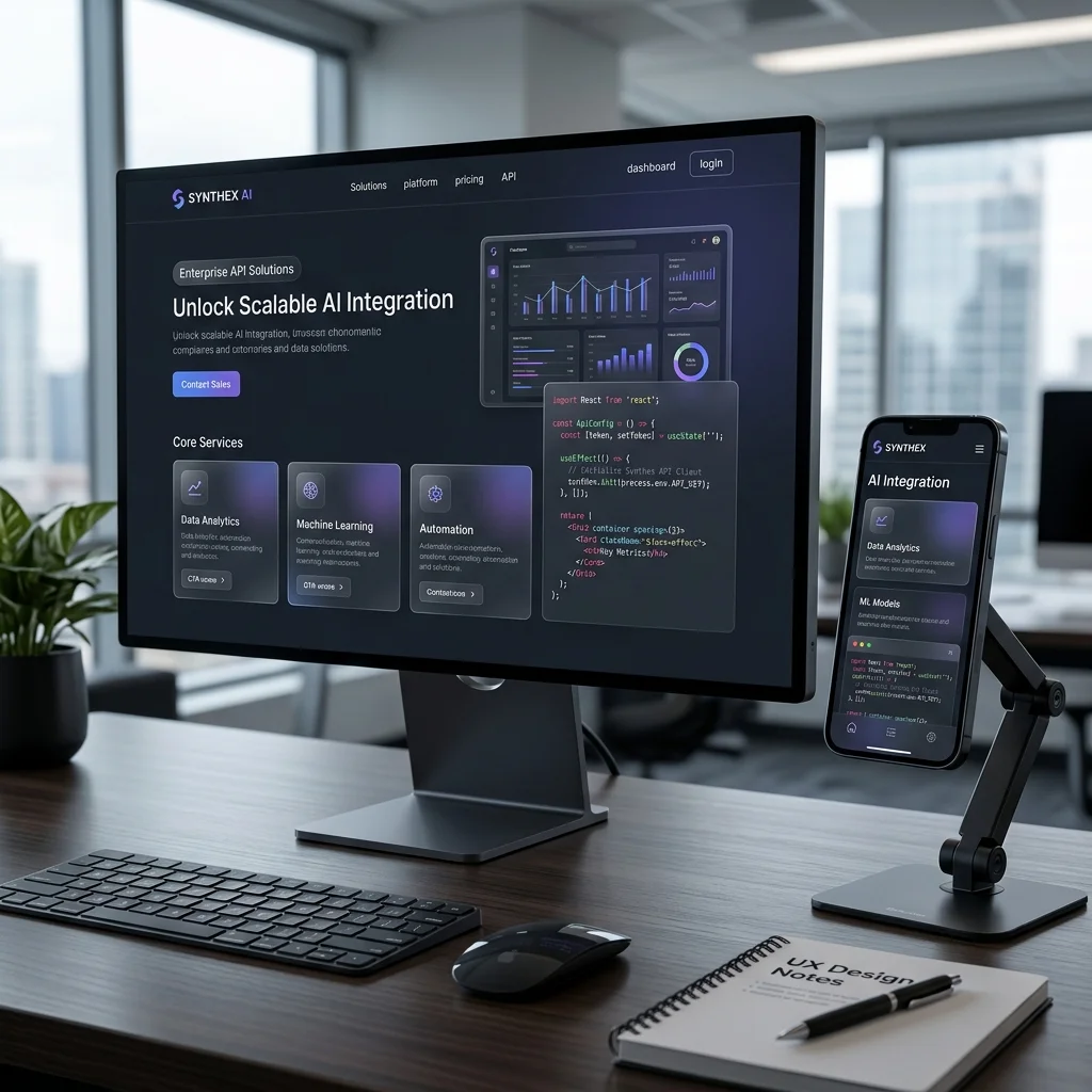 Premium Web Development Layout Mockup Showcase outlining high-performance grid loading speed metrics.